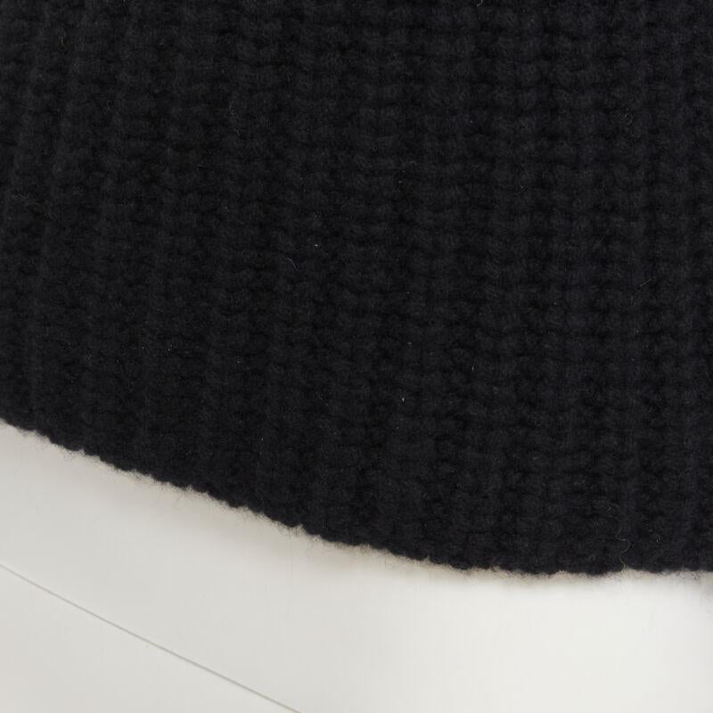 MAISON KITSUNE black 100% lambs wool chunky knit high neck sweater S For Sale 7
