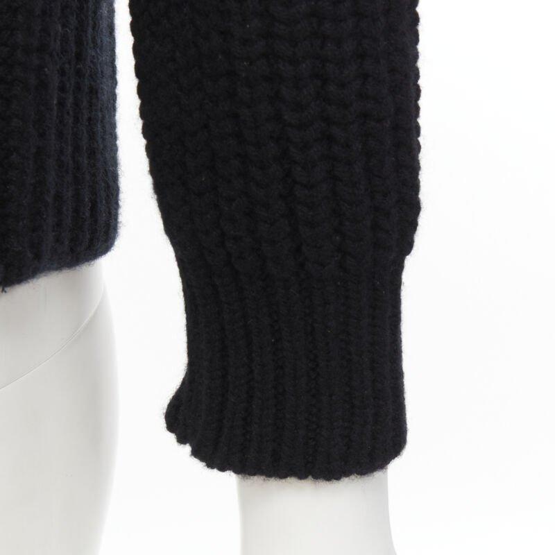 MAISON KITSUNE black 100% lambs wool chunky knit high neck sweater S For Sale 3