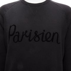 MAISON KITSUNE - Pull à appliques en velours noir Parisien - Taille M