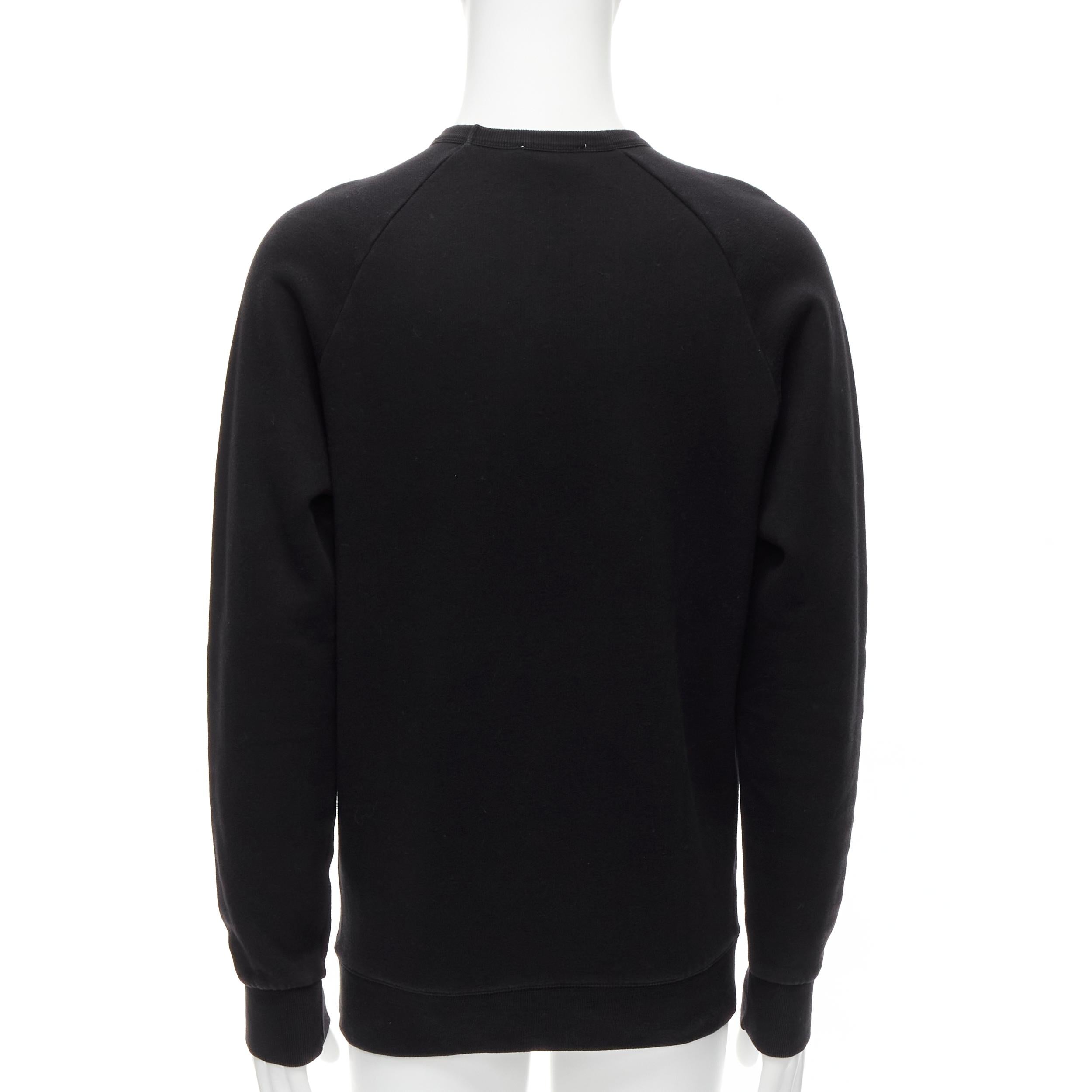 Men's MAISON KITSUNE black velvet Parisien applique cotton crew sweatshirt M For Sale