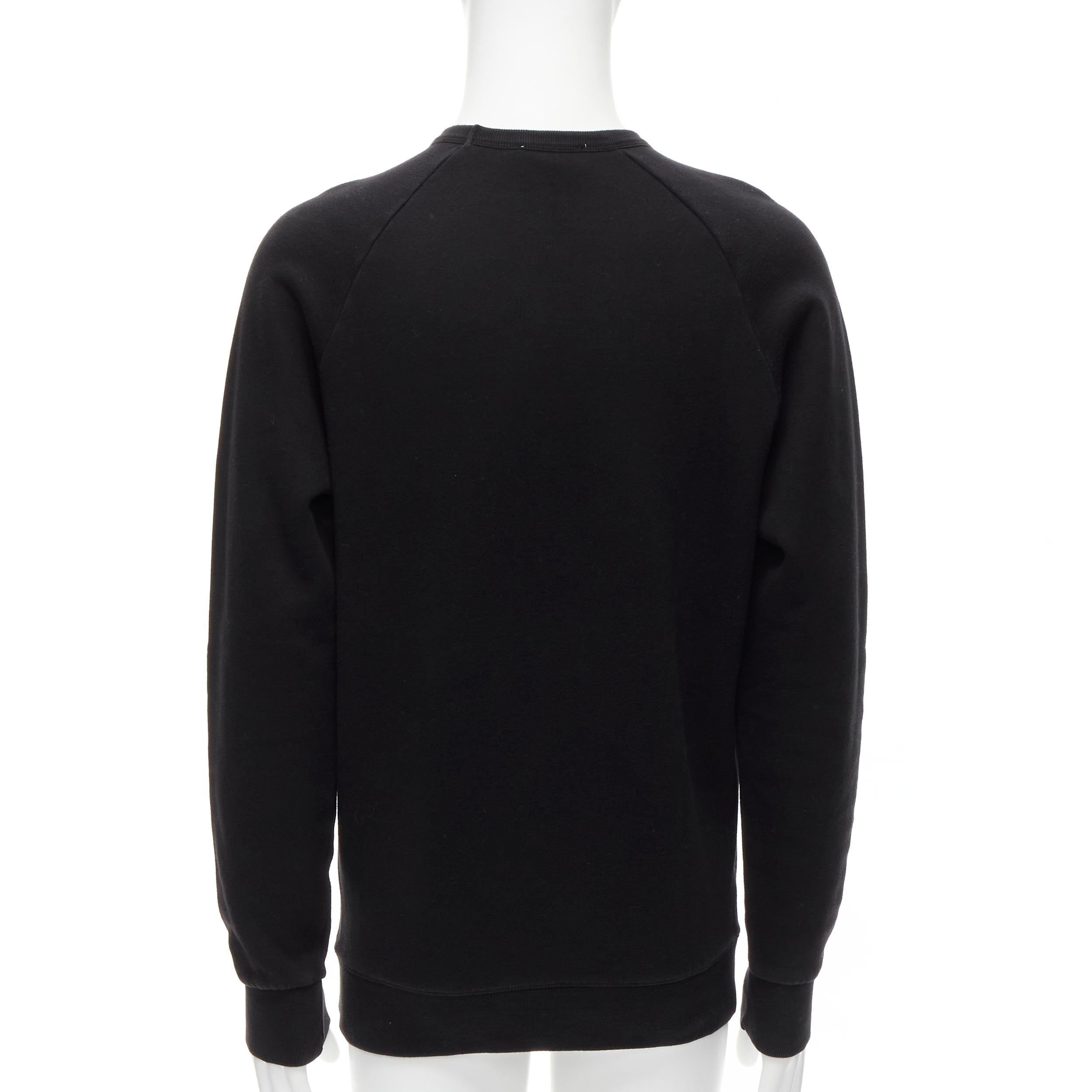 Men's MAISON KITSUNE black velvet Parisien applique cotton crew sweatshirt M