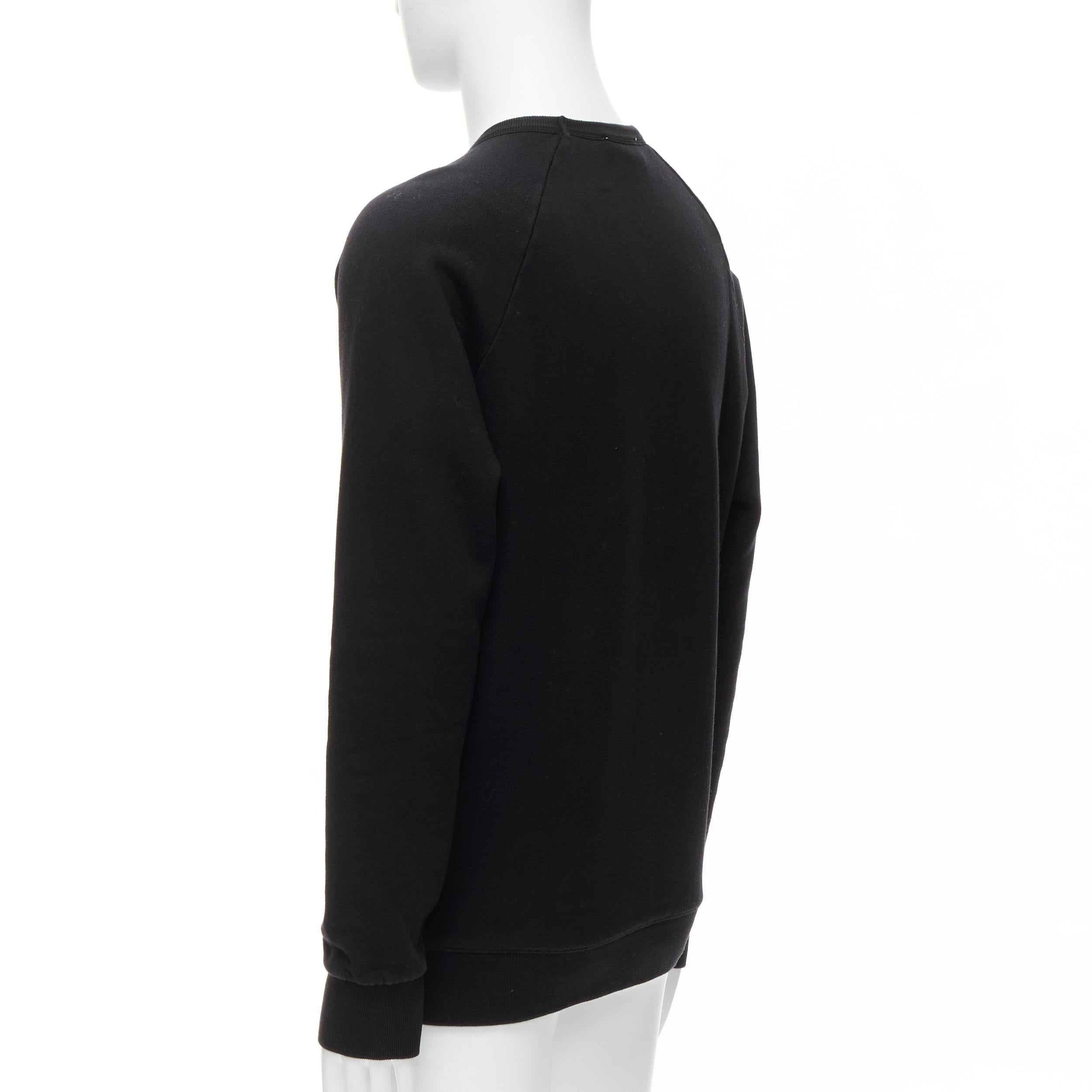 MAISON KITSUNE black velvet Parisien applique cotton crew sweatshirt M For Sale 1