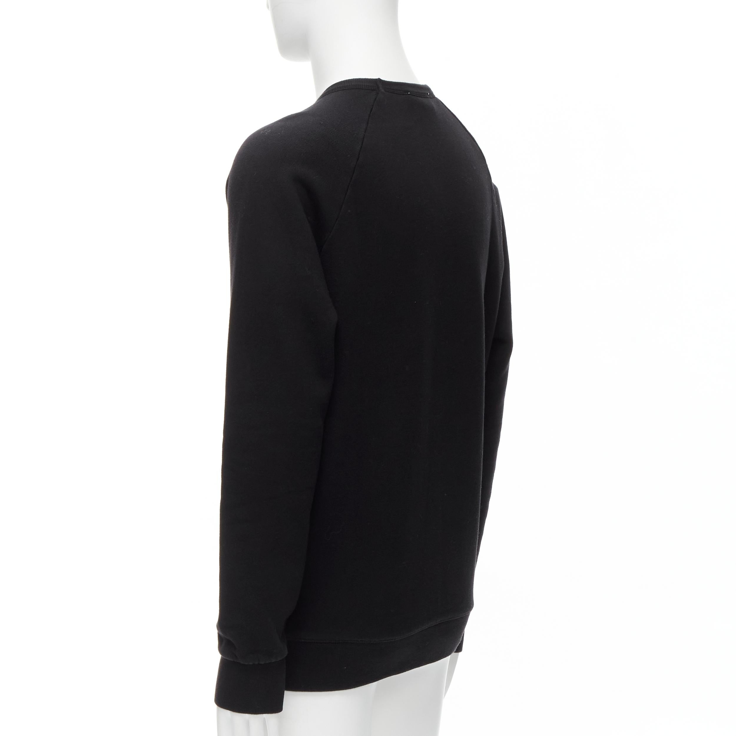 MAISON KITSUNE black velvet Parisien applique cotton crew sweatshirt M 1