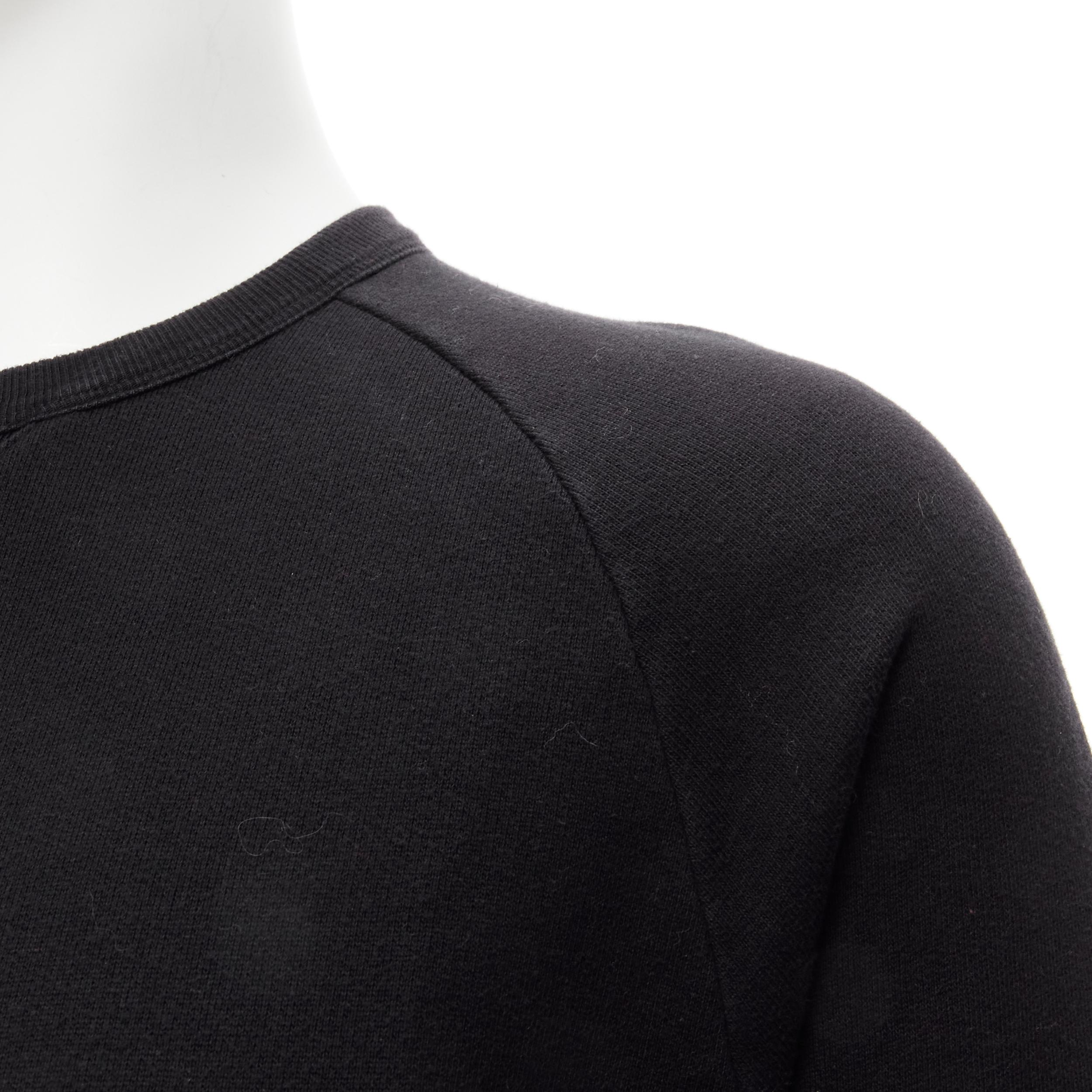 MAISON KITSUNE black velvet Parisien applique cotton crew sweatshirt M For Sale 3