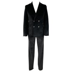 MAISON KITSUNE Size 36 Black Cotton Velvet Double Breasted Suit