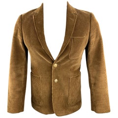 MAISON KITSUNE Size 36 Light Brown Corduroy Notch Lapel Brass Button Blazer