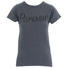 MAISON KITSUNE washed grey 100% cotton Parisien print short sleeve t-shirt XS