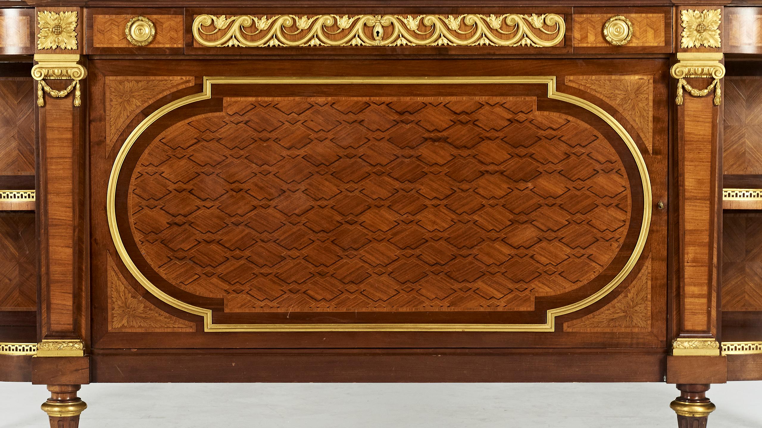 Marquetry Maison Krieger, an Important 19th Century Louis XVI Style Credenza