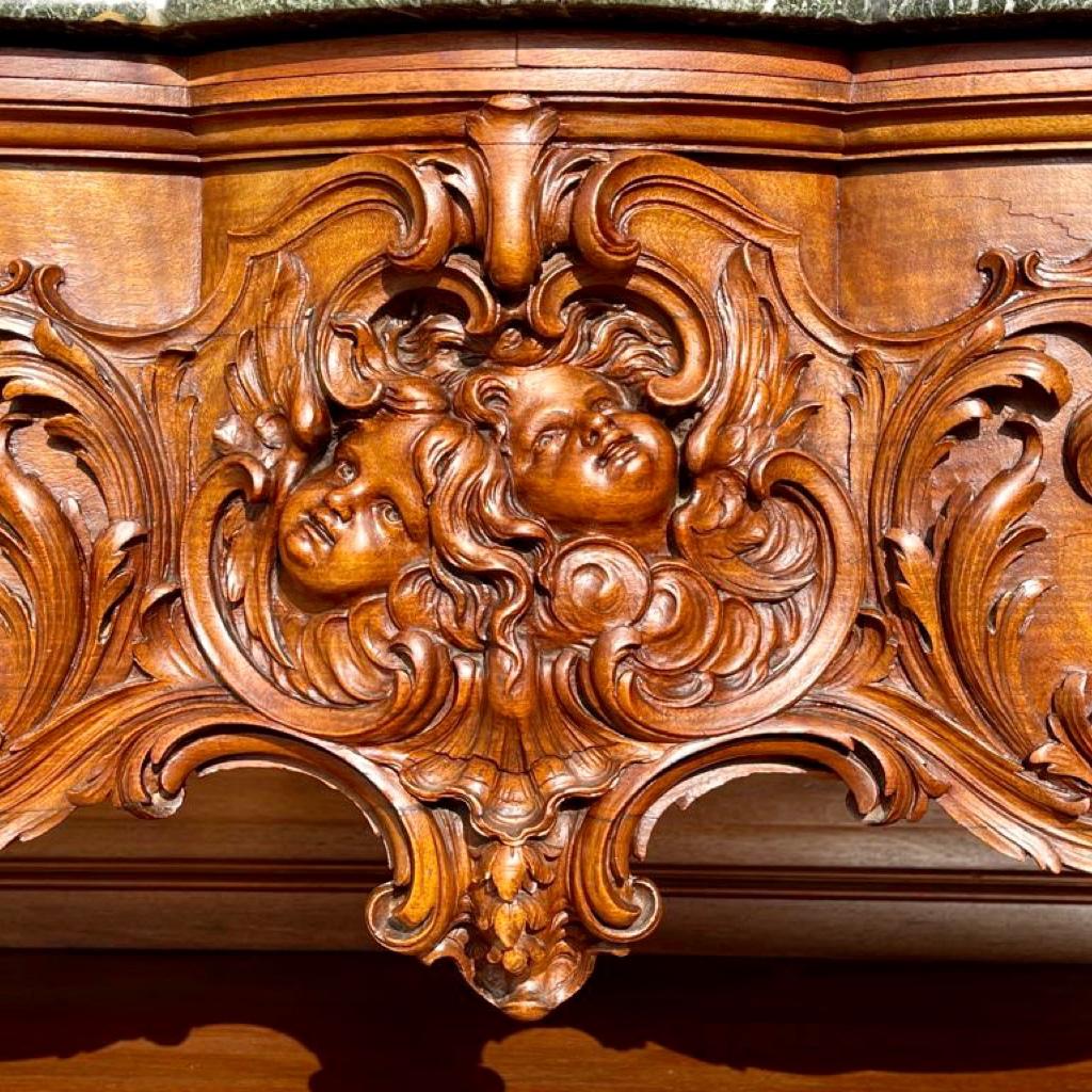 Carved Maison Krieger Paris, Louis XV Style Large Walnut Console 19th Century