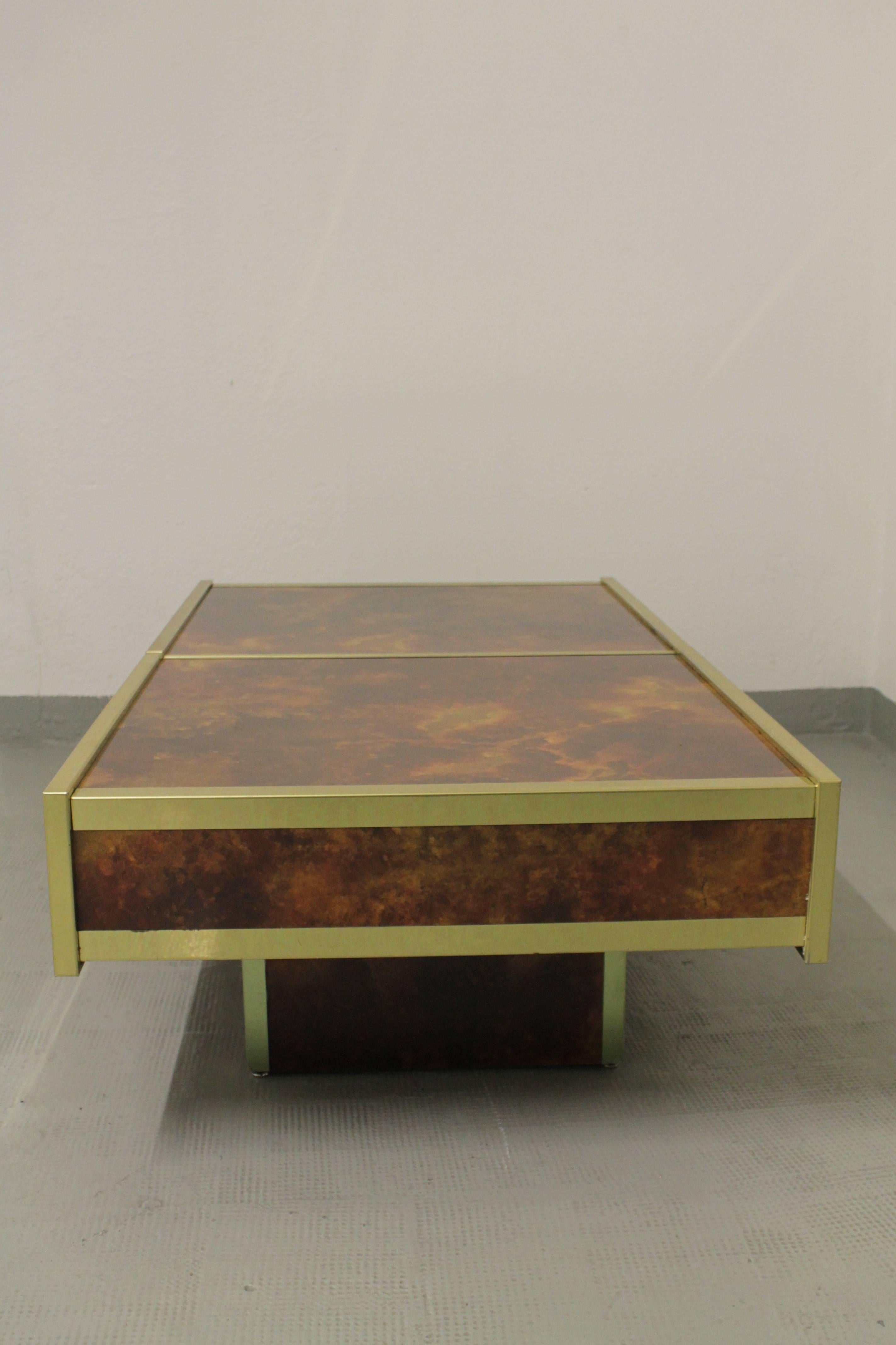 Brass Maison Lancel Cocktail or Coffee Table Bar For Sale