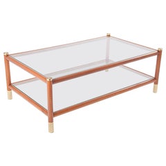 Maison Lancel Coffee Table in Wood, Brass, and Glass