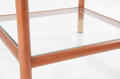 Maison Lancel End of Table, Wood and Brass, France, 1965