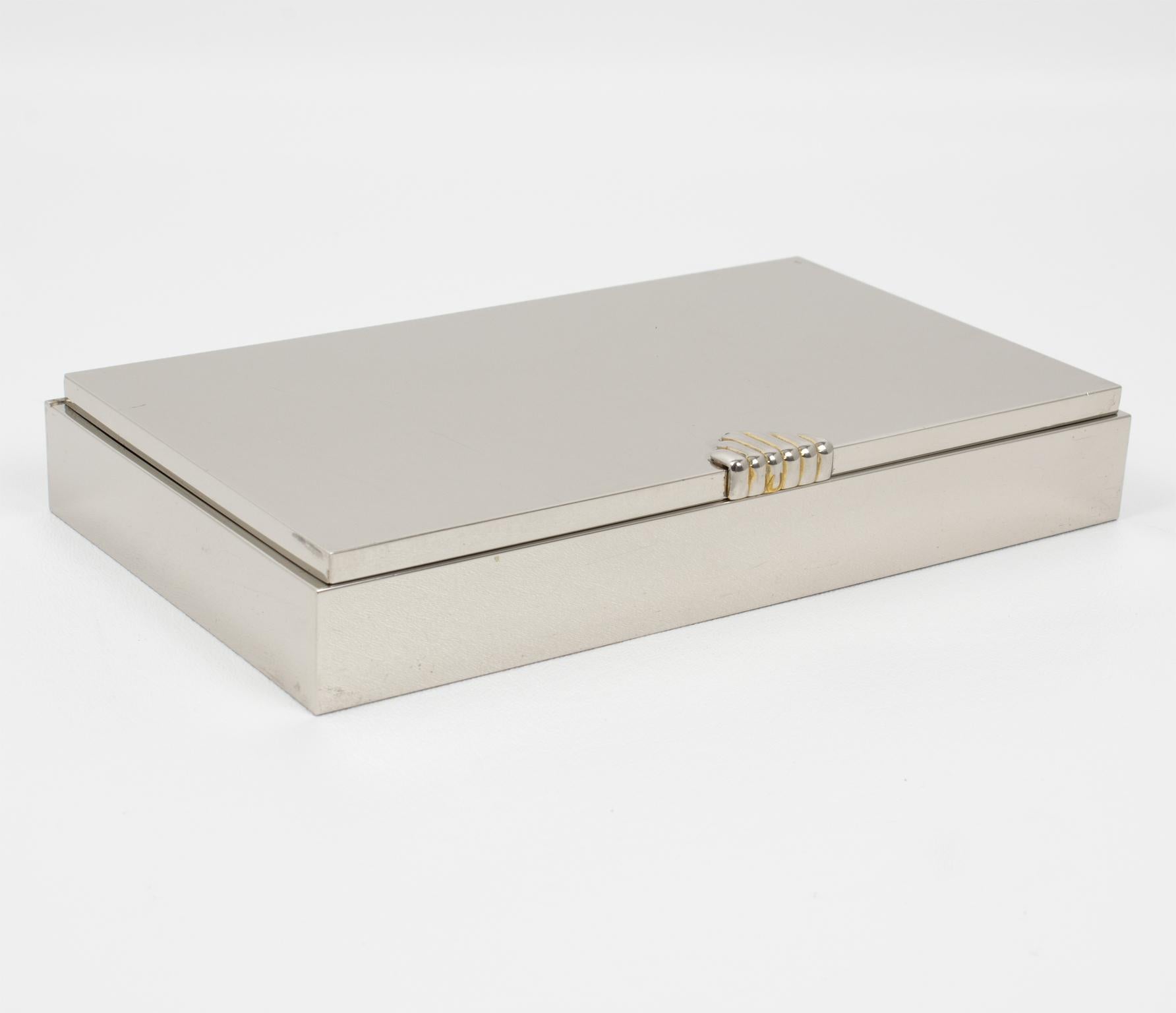 Caja decorativa con tapa cromada Maison Lancel Paris Metal en venta