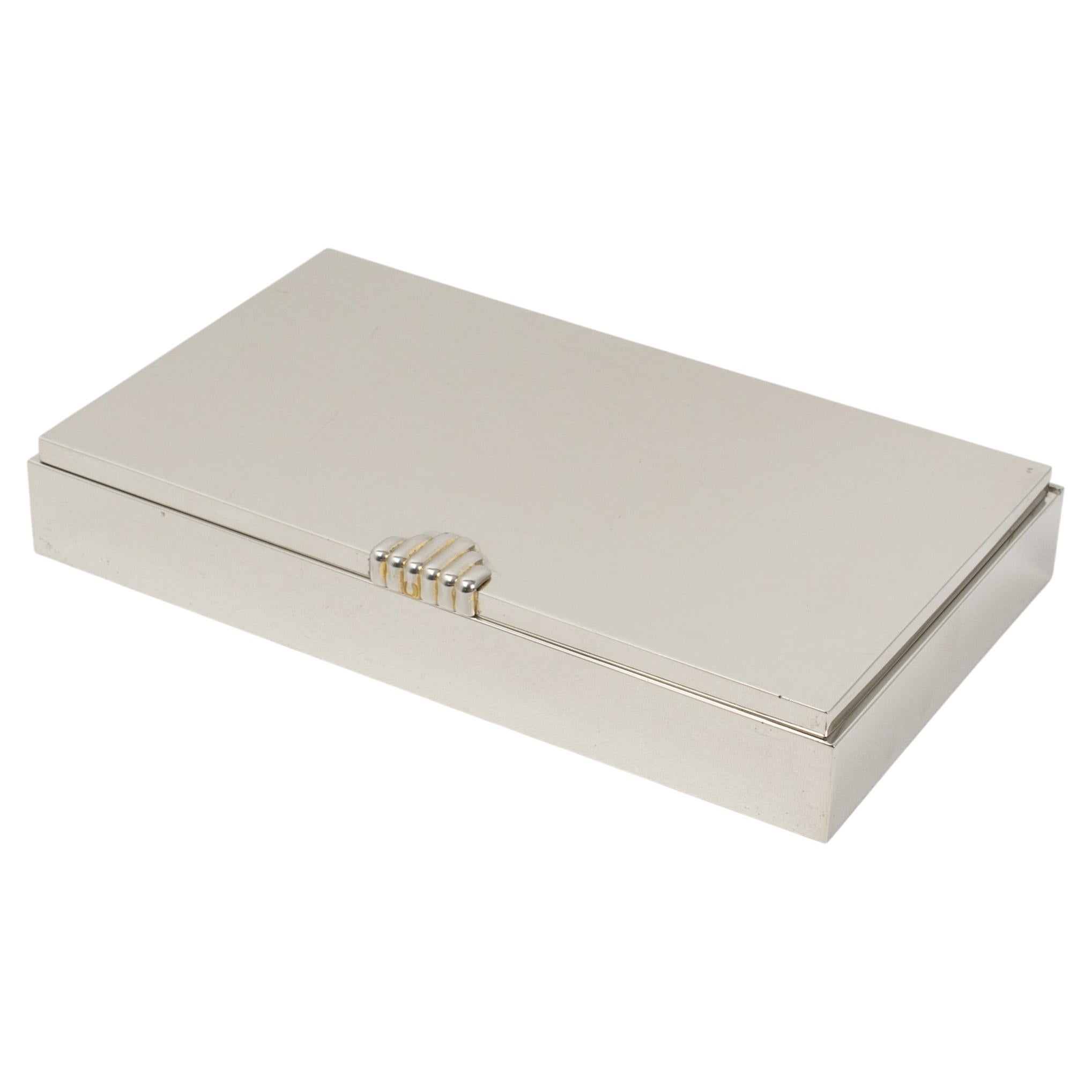 Maison Lancel Paris Modernist Chrome Decorative Lidded Box