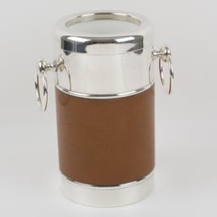 Maison Lancel Silver Plate Leather Wine Bucket Cooler
