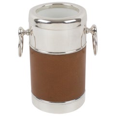 Maison Lancel Silver Plate Leather Wine Bucket Cooler