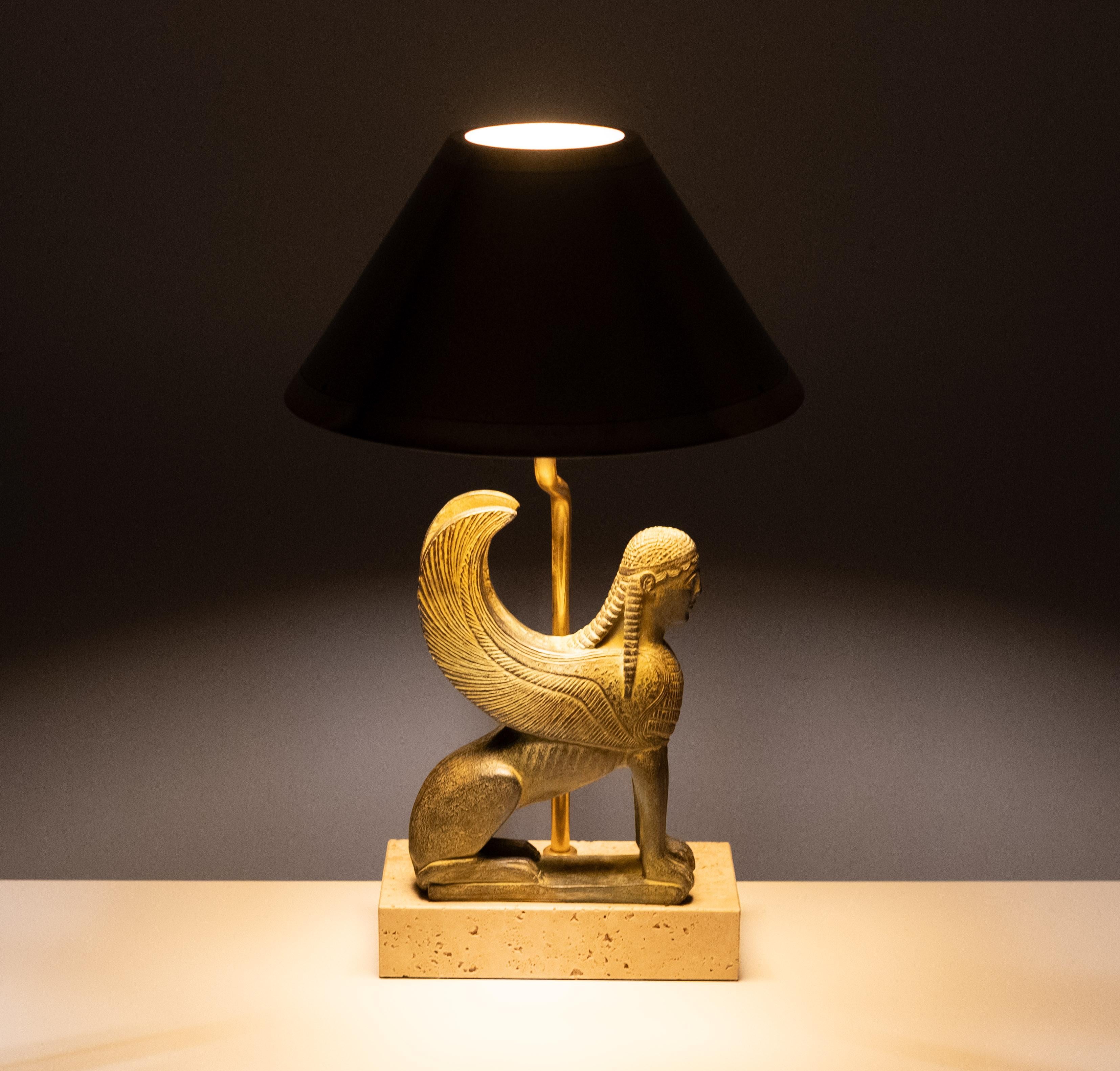 Maison Le Dauphin Frankreich,  Außergewöhnliche Sphinx Tischlampe 1970er im Angebot 5