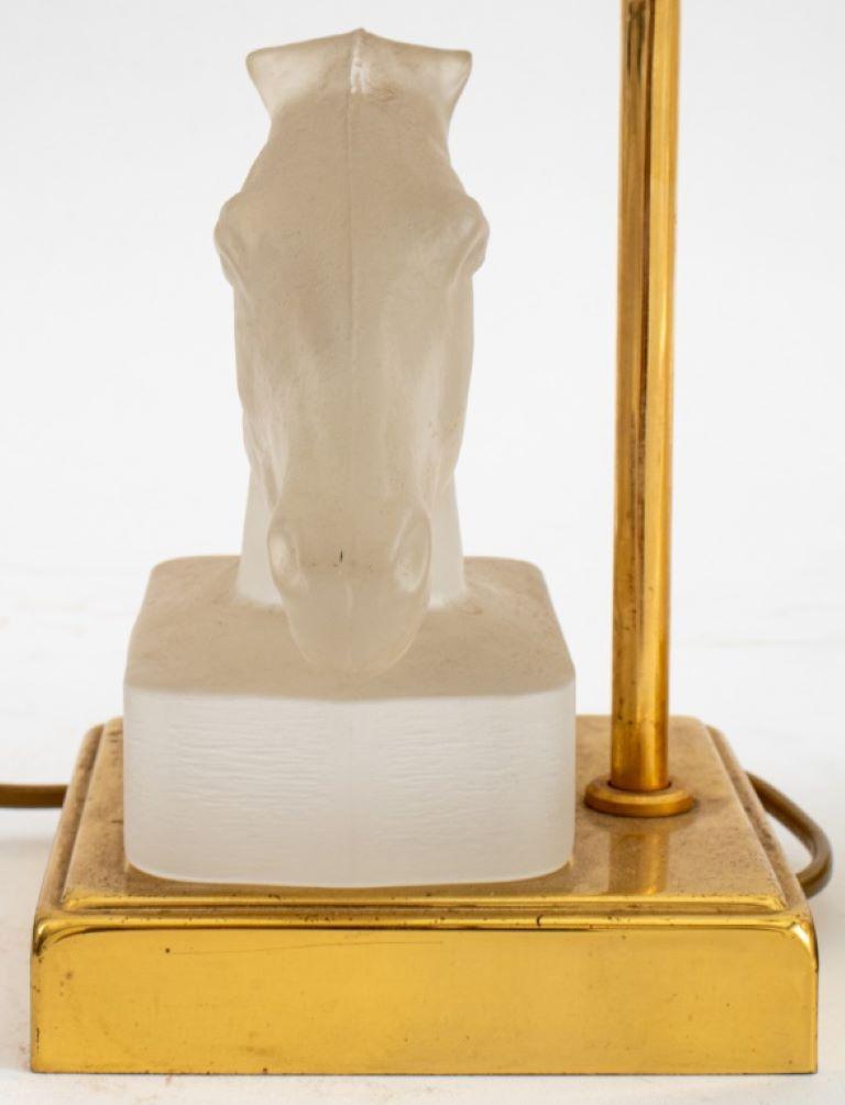 Maison Le Dauphin Glass & Bronze Horse Lamps, 2 For Sale 3