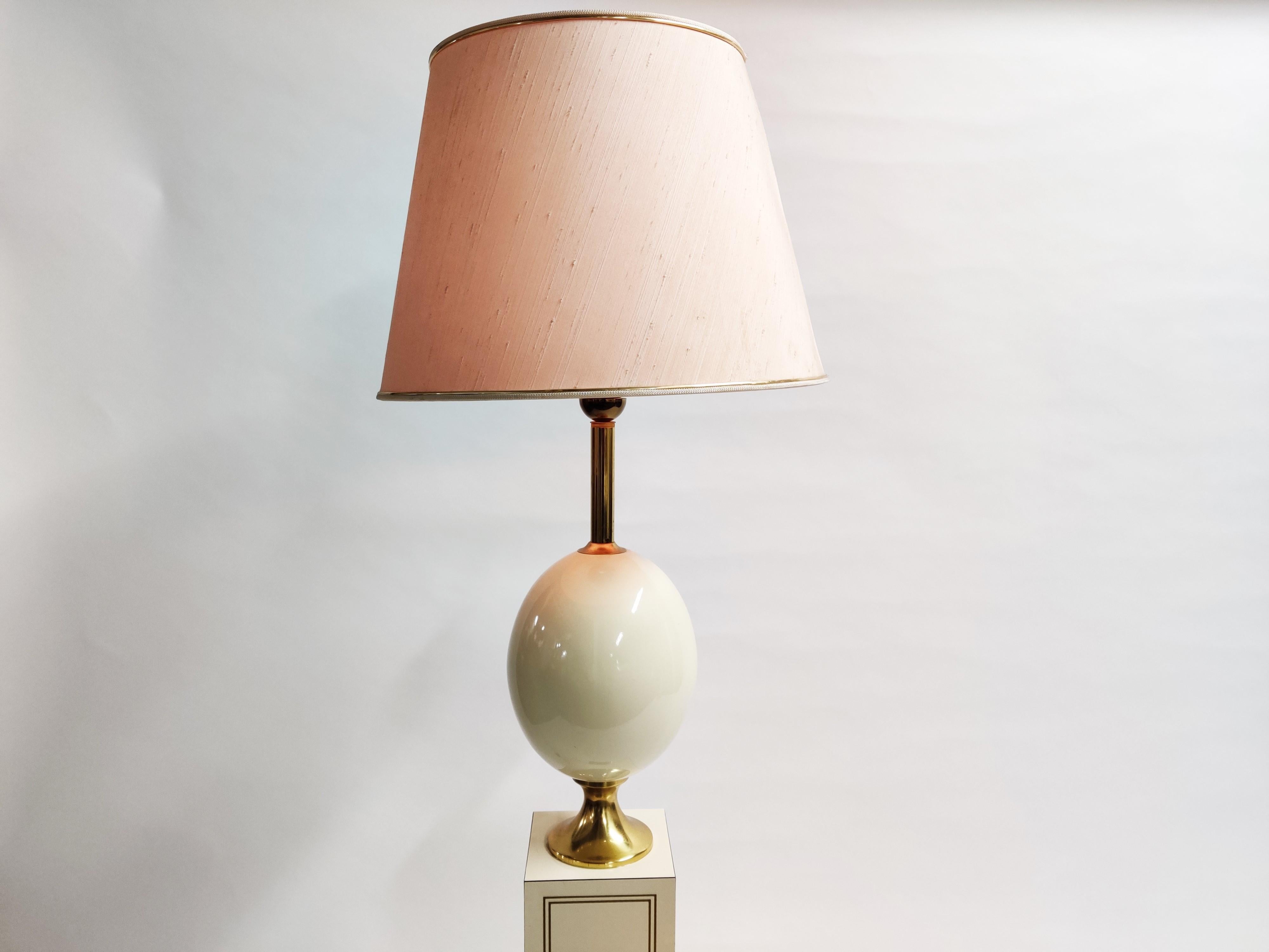 Hollywood Regency Maison Le Dauphin Ostrich Egg Floor Lamp, 1980s