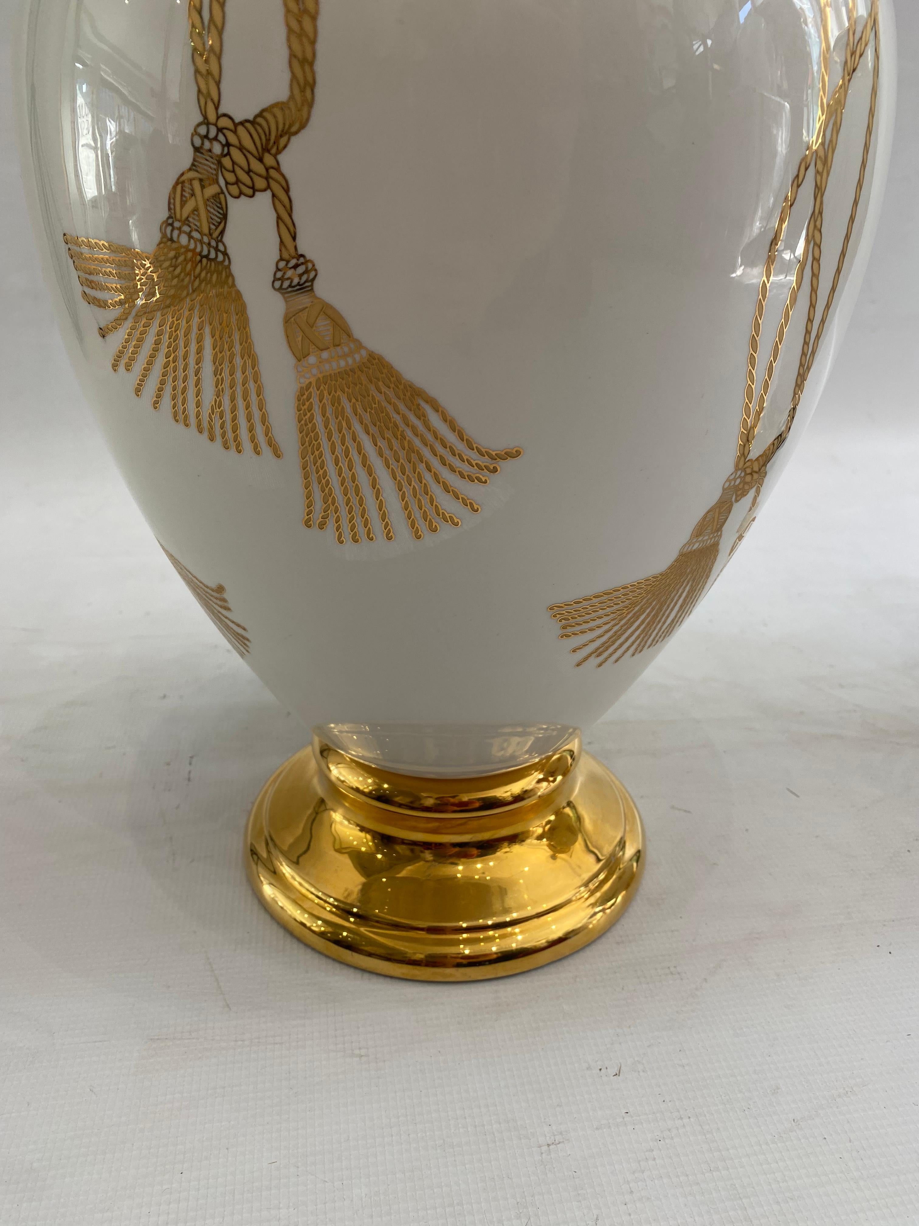 Maison Le Dauphin XL Ceramic Gold Table Lamps 1990s Hollywood Regency France For Sale 4