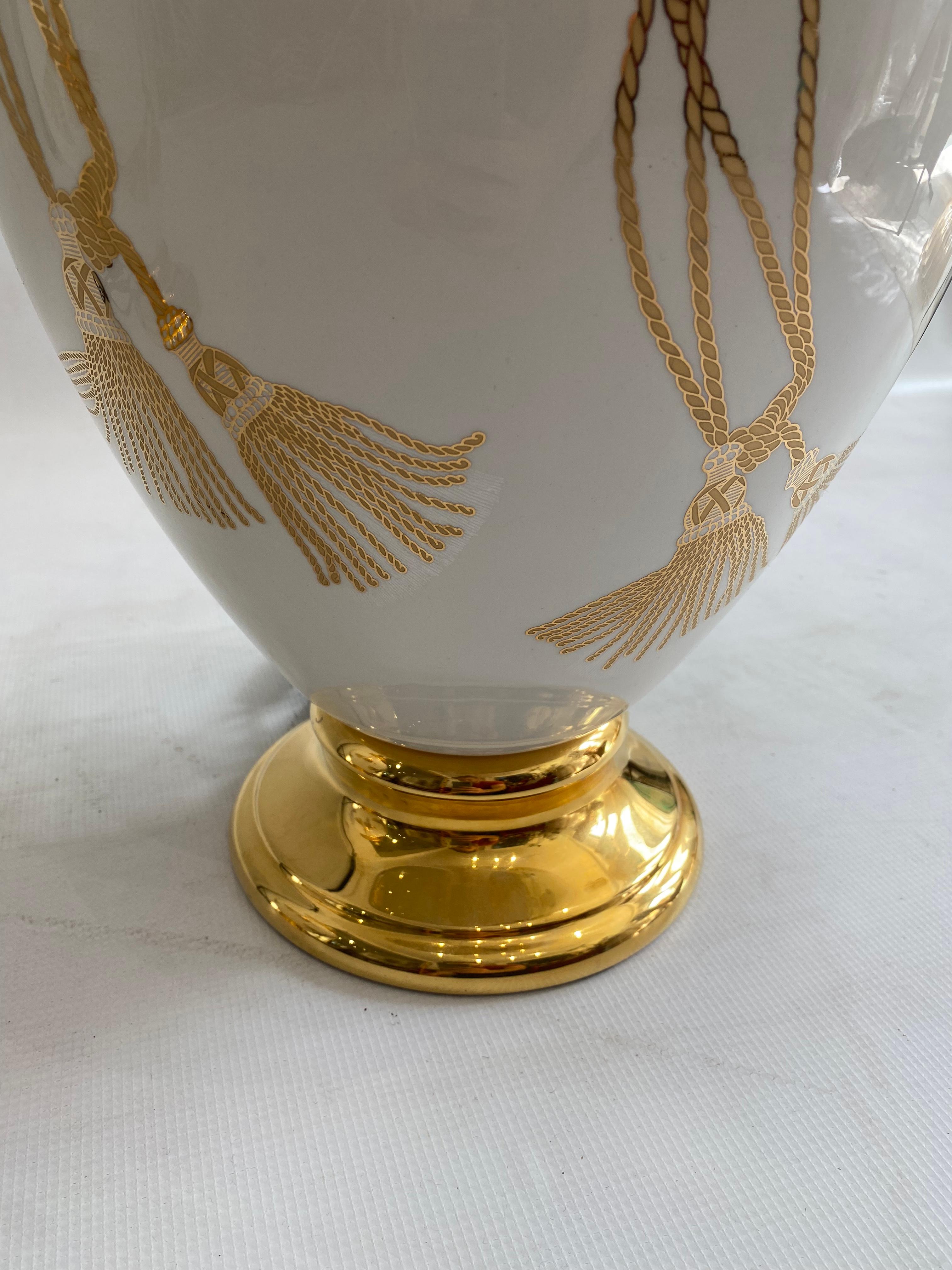 Maison Le Dauphin XL Ceramic Gold Table Lamps 1990s Hollywood Regency France For Sale 7