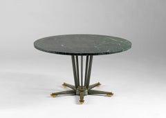 Maison Leleu, table basse avec plateau rond en marbre vert, France, 1959