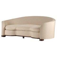 Gebogenes gepolstertes Sofa in der Art von Maison Leleu, Frankreich, um 1935