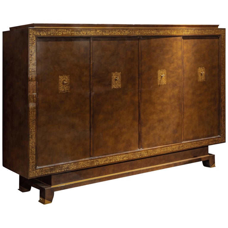 Maison Leleu Four-Door Cabinet, 1961, Offered by Maison Gerard