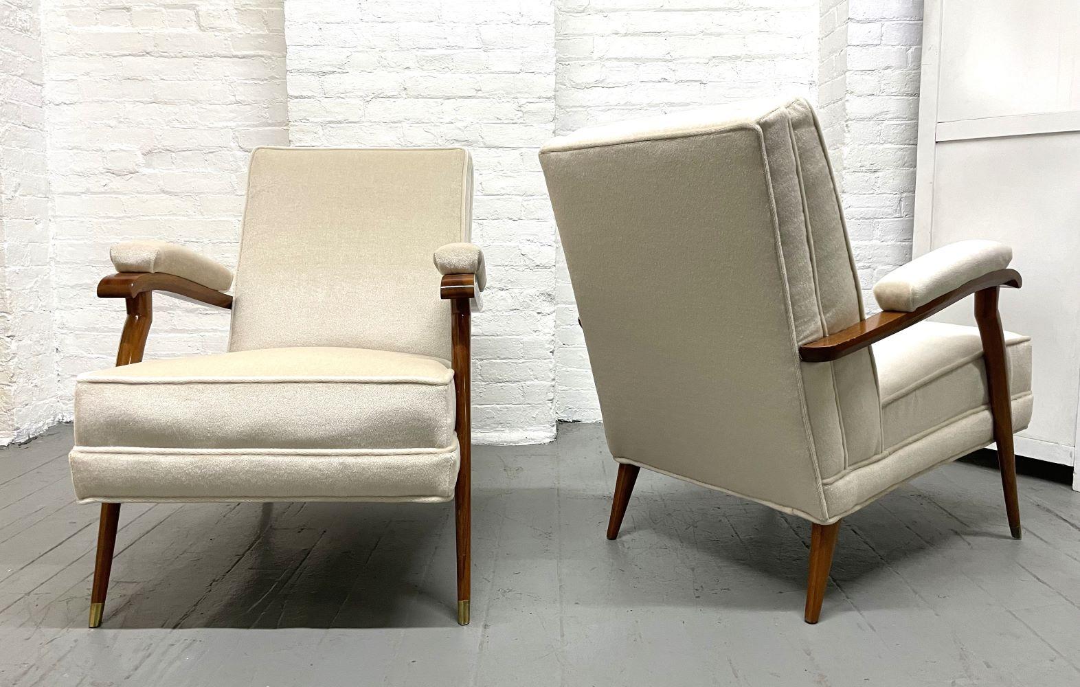 French Mohair Lounge Chairs In the style of Maison Leleu For Sale
