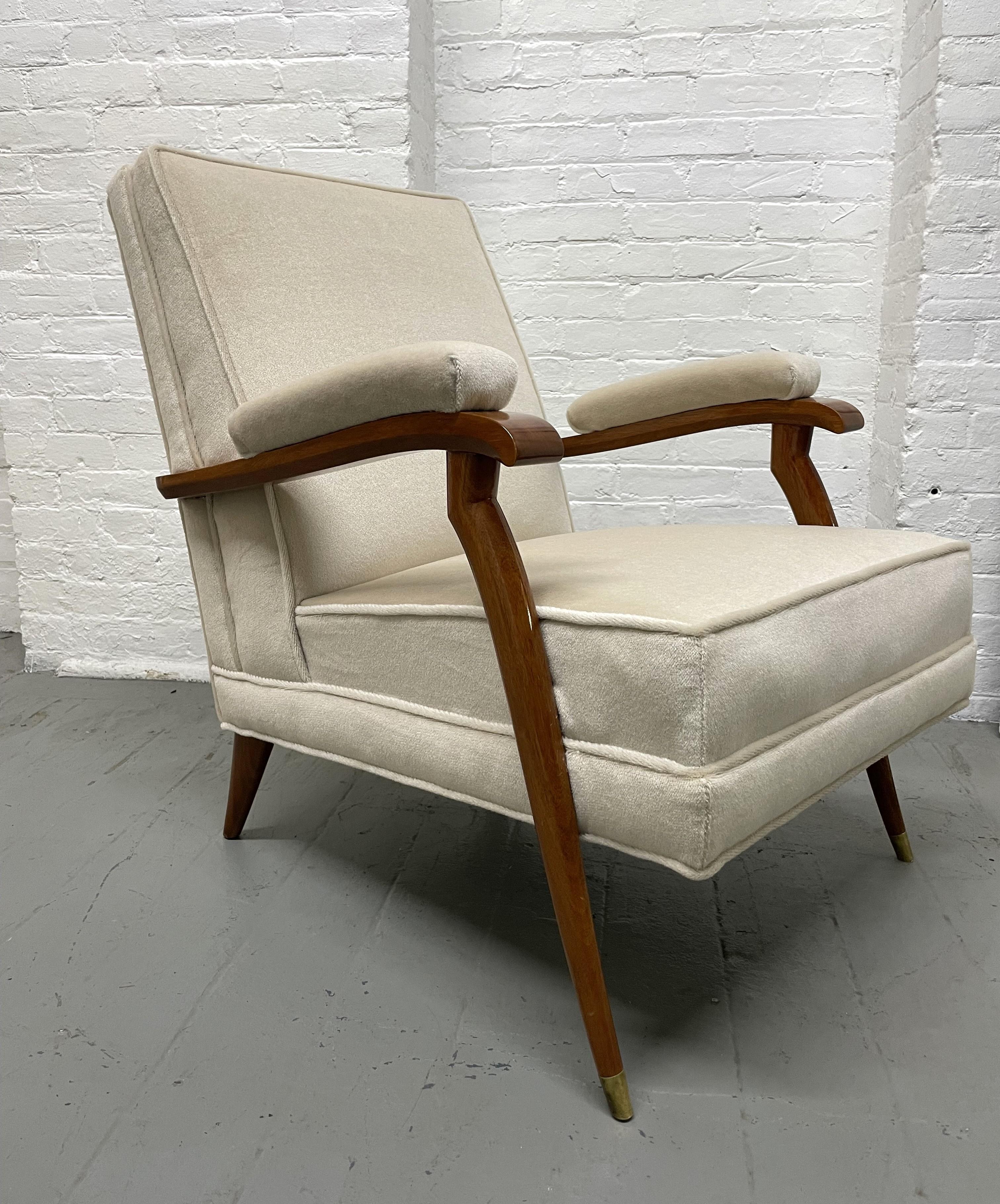 Mid-20th Century Mohair Lounge Chairs In the style of Maison Leleu For Sale