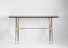 Maison Leleu, Marble & Bronze Console, France, circa 1961
