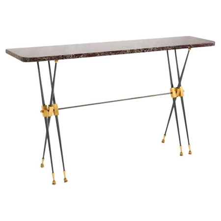 Maison Leleu, Marble & Bronze Console, France, circa 1961