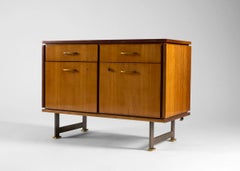 Maison Leleu, Mid-century Two-door Walnut Cabinet, France, C. 1960