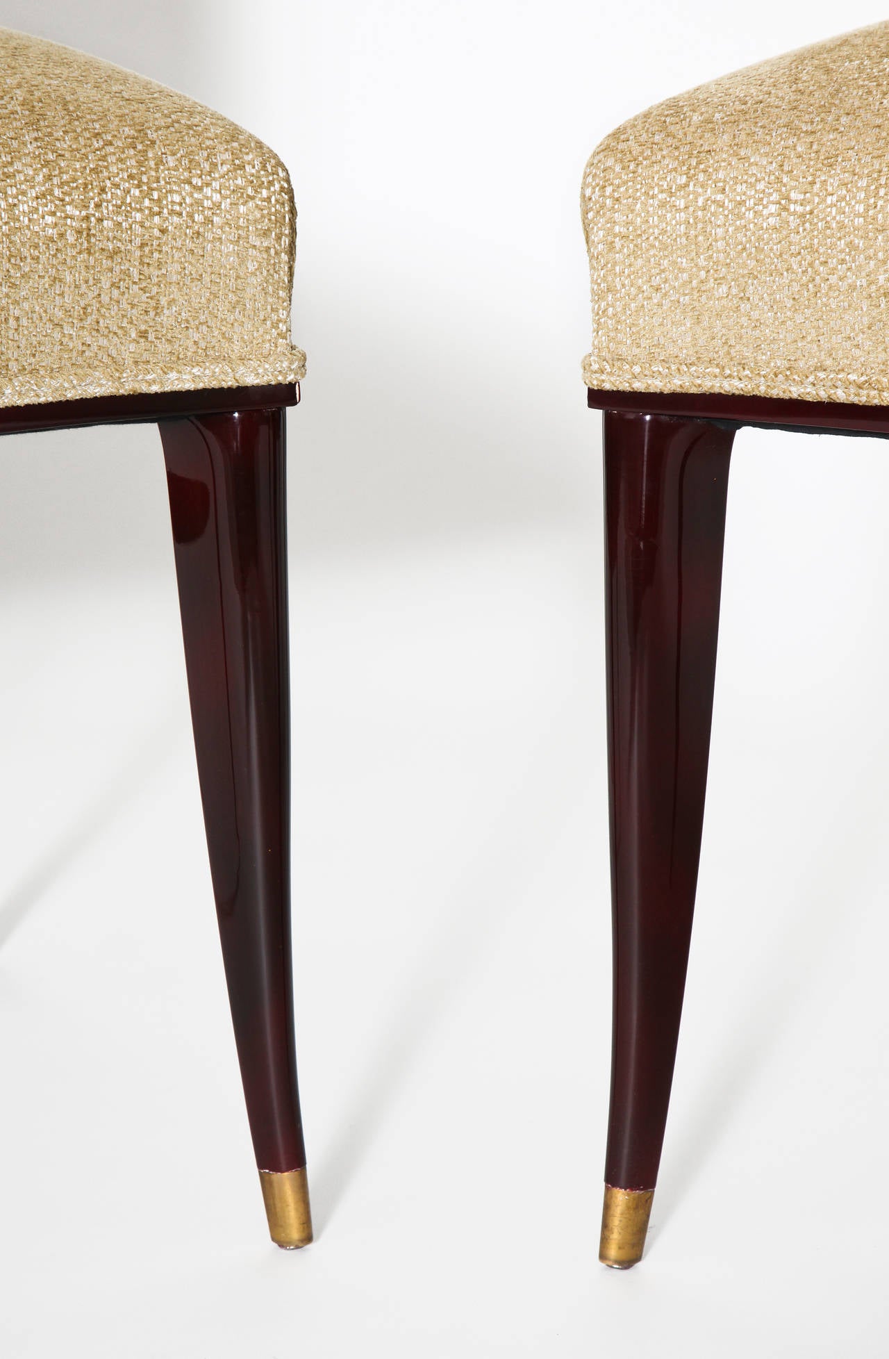 French Maison Leleu, Pair of Lacquered Side Chairs, France, circa 1963 For Sale