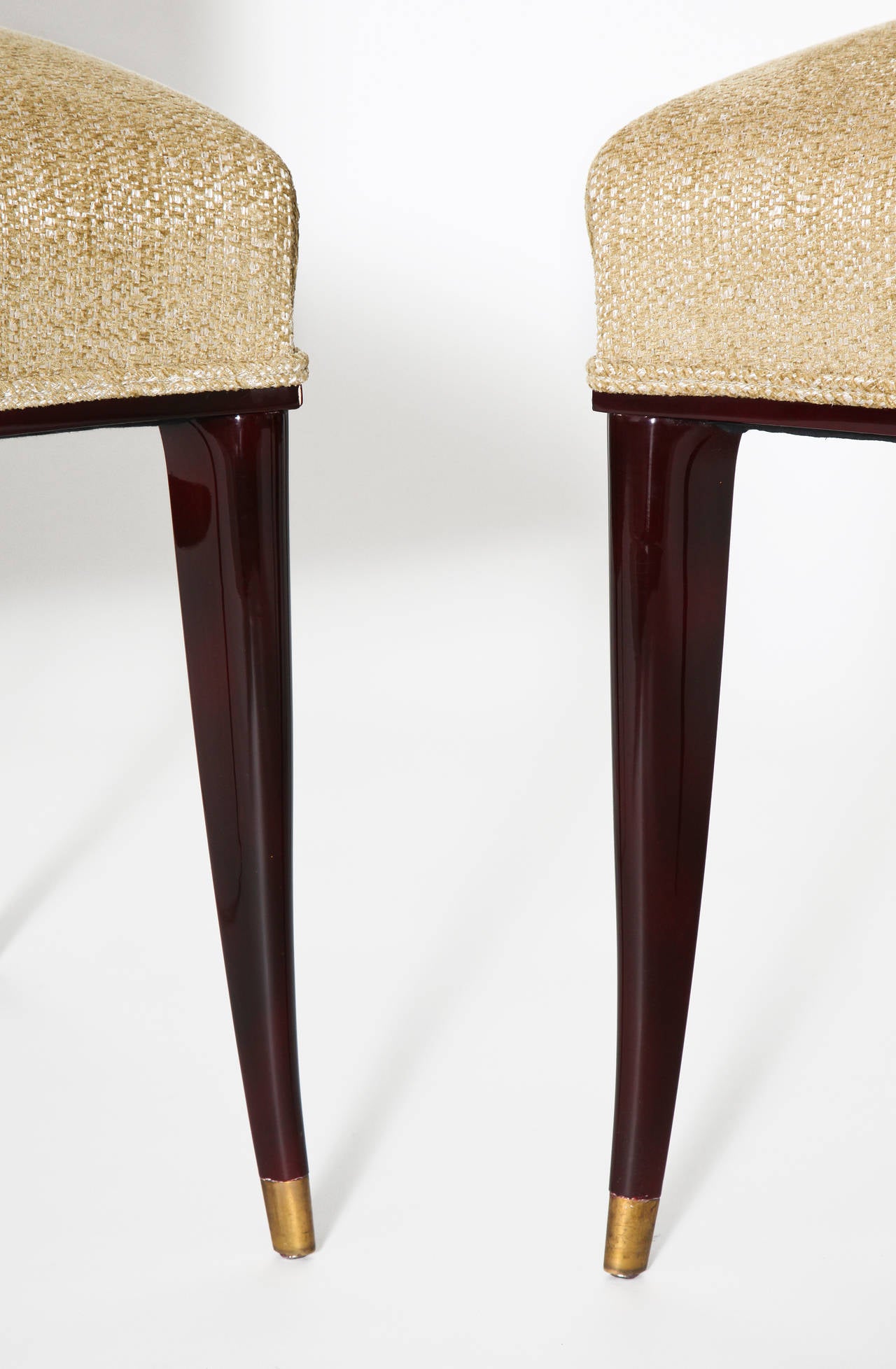 French Maison Leleu, Pair of Lacquered Side Chairs, France, circa 1963