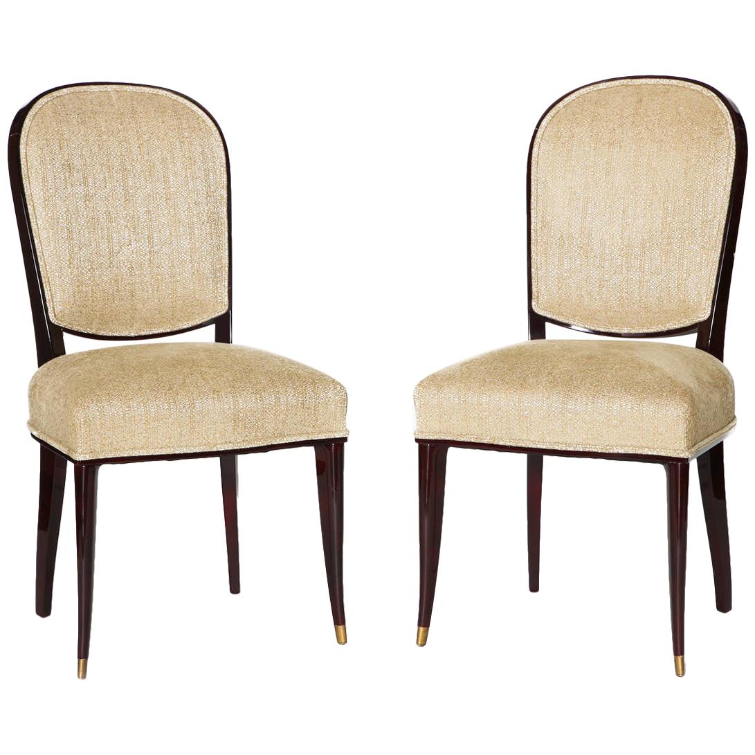 Maison Leleu, Pair of Lacquered Side Chairs, France, circa 1963