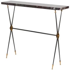 Maison Leleu, Rare Freestanding Console, Marble and Bronze, France, circa 1965