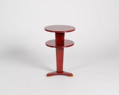 Maison Leleu Red Lacquered Two-Tier Side Table, France, circa 1955