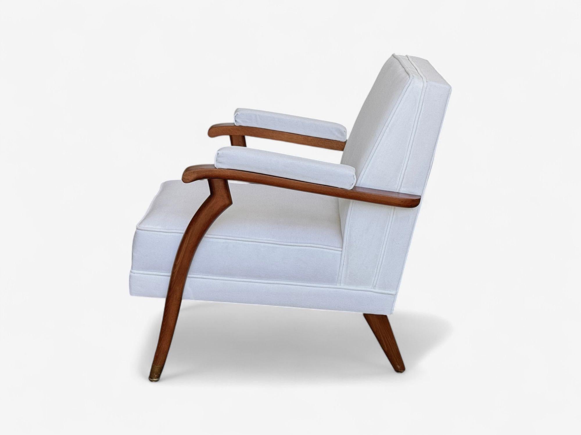 Estilo Maison Leleu, Moderno Francés, Mohair Blanco, Madera, Sillas de Salón, Años 70 en venta 5