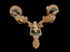 Maison Lucien Gau Bronze Wandleuchte Modell Swann Empire , Frankreich 1960er Jahre