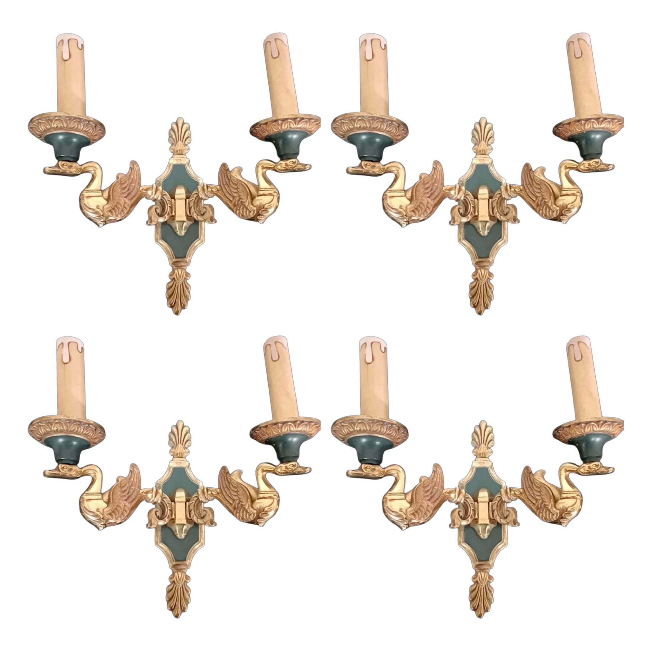 Maison Lucien Gau bronze wall lighting model Swann Empire , France 1960s For Sale