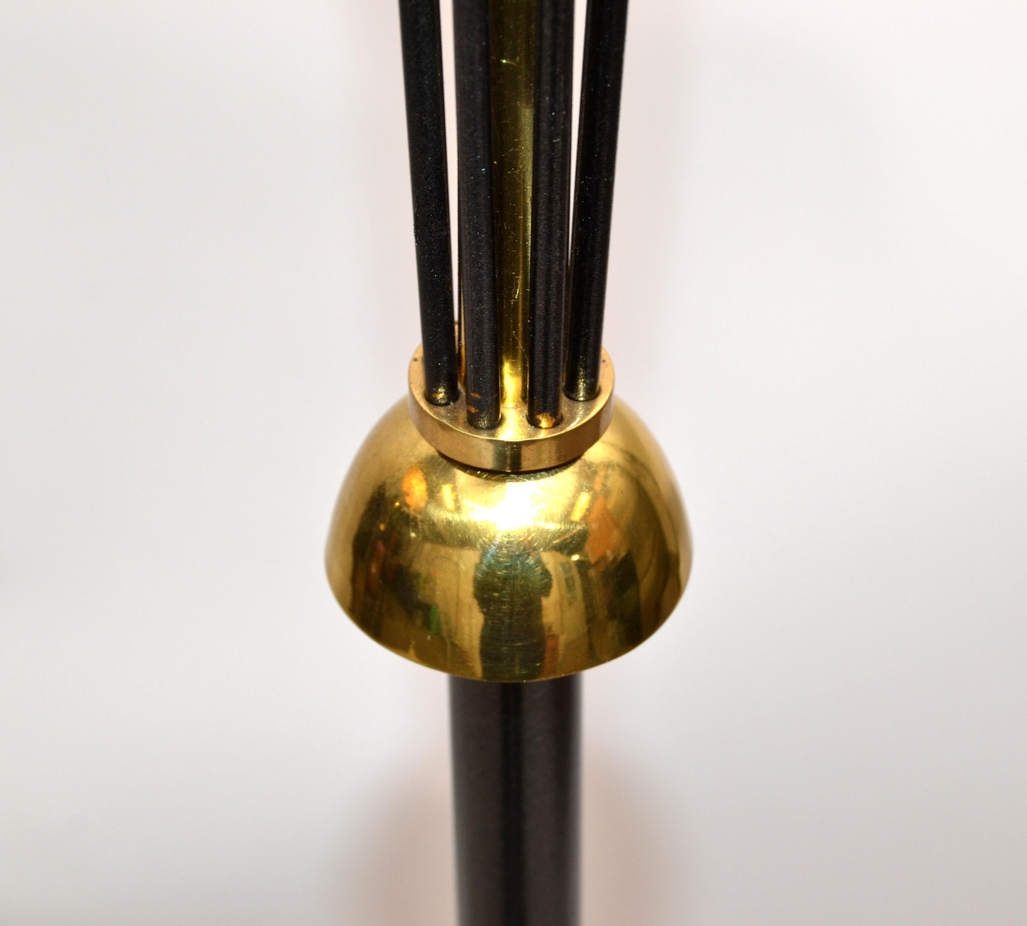 Mid-20th Century Maison Lunel Brass & Gun Metal Mid-Century Modern Floor Lamp France 1950s, Pair