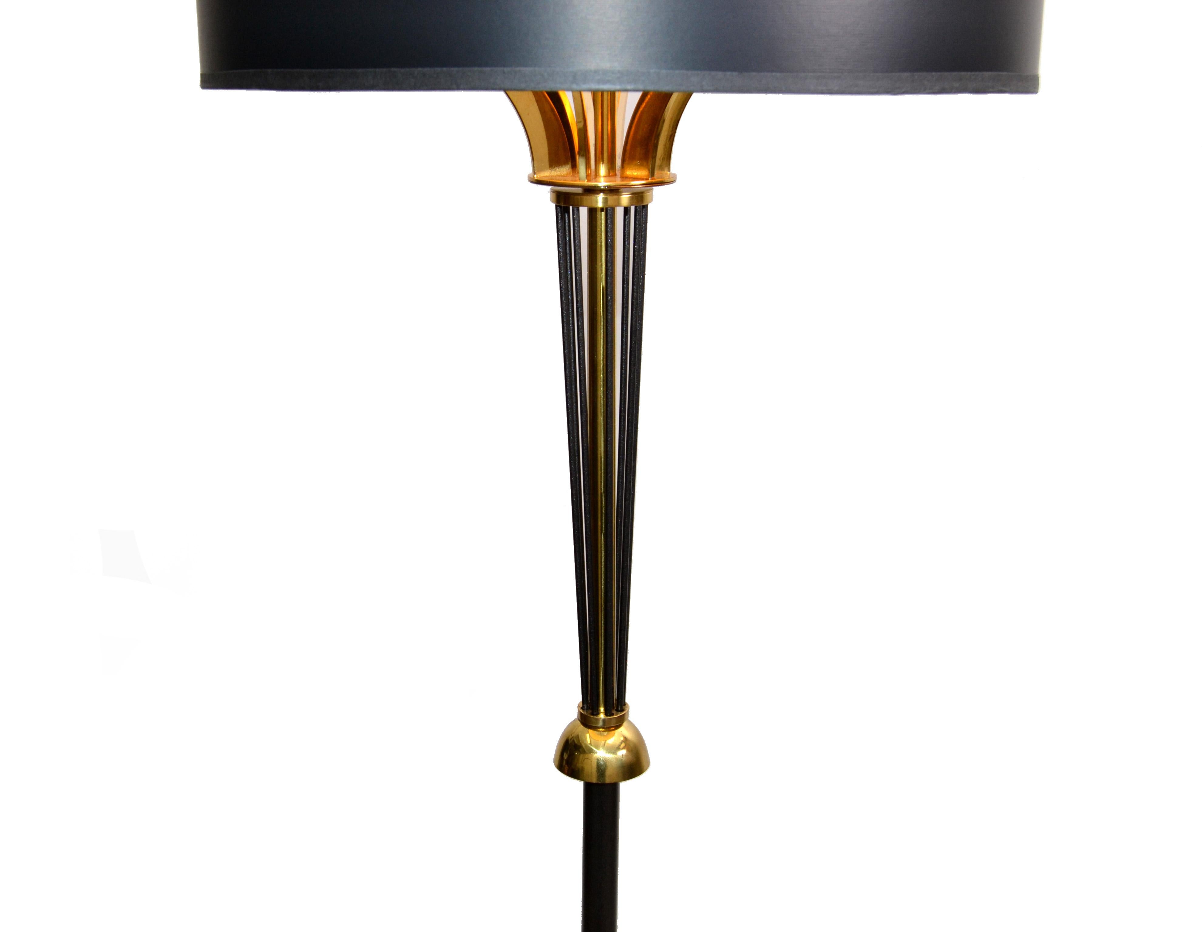 Maison Lunel Brass & Gun Metal Mid-Century Modern Floor Lamp France 1950s, Pair 1