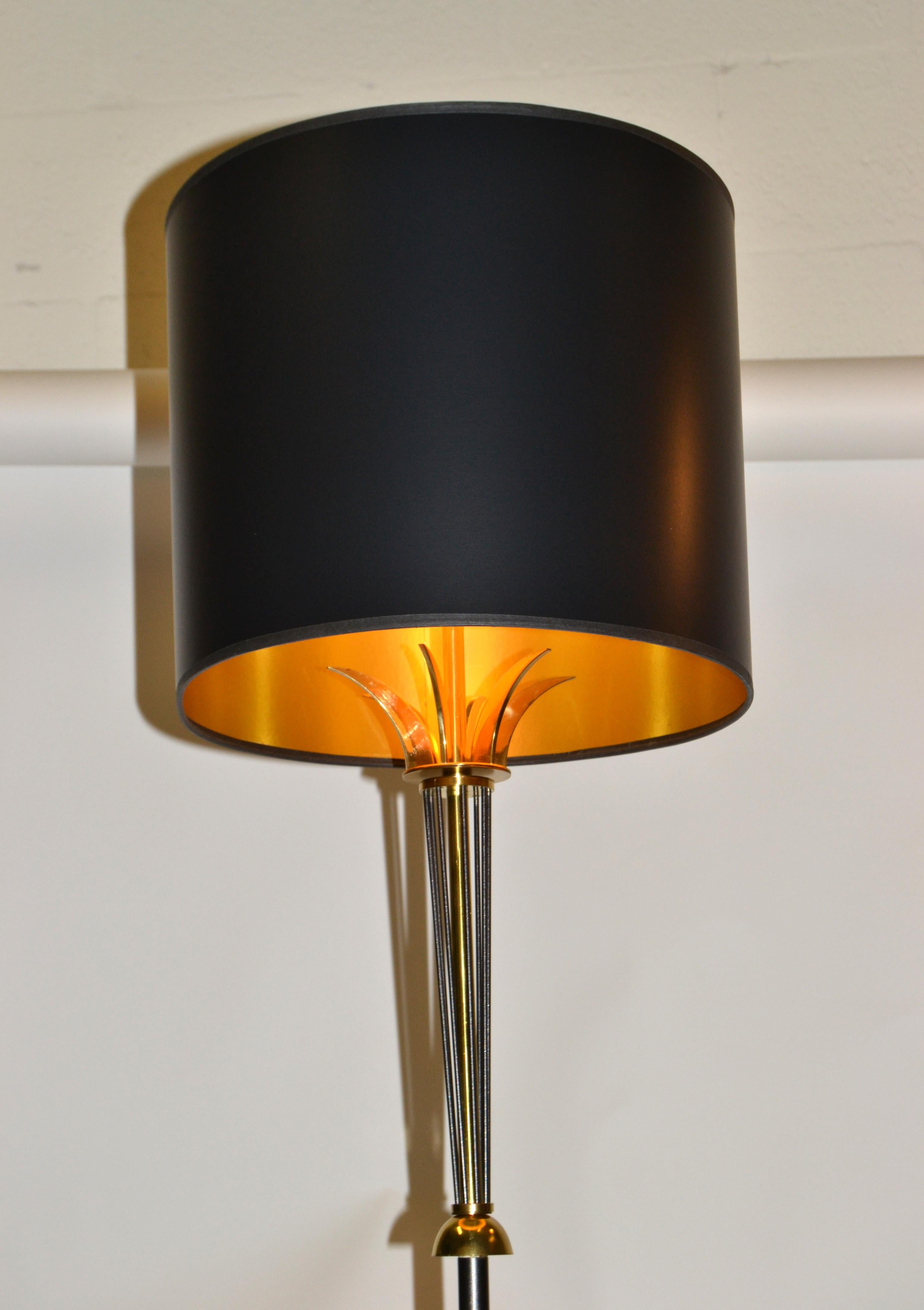 Maison Lunel Brass & Gun Metal Mid-Century Modern Floor Lamp France 1950s, Pair 3