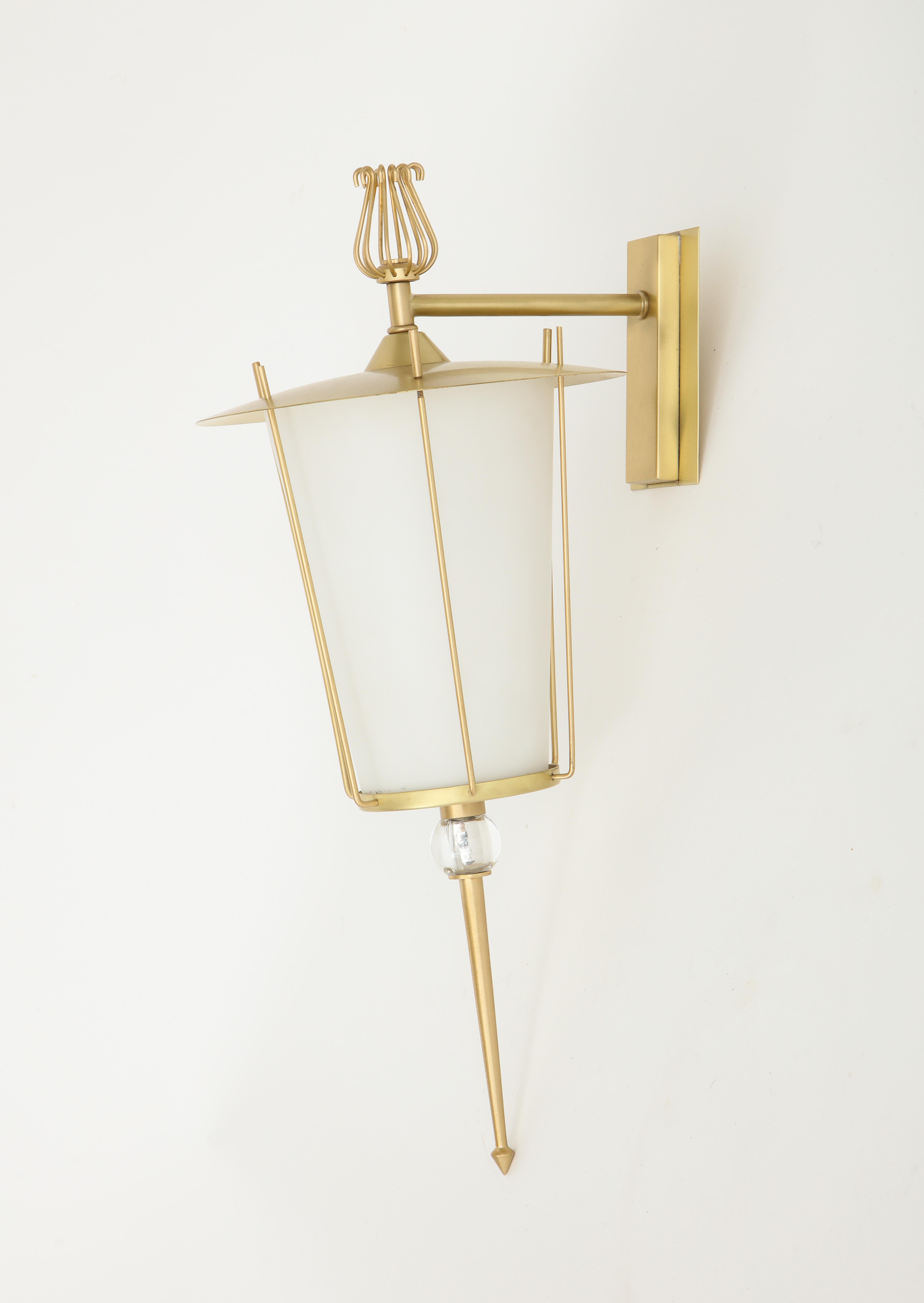 Brushed Maison Lunel Brass Lantern Sconces