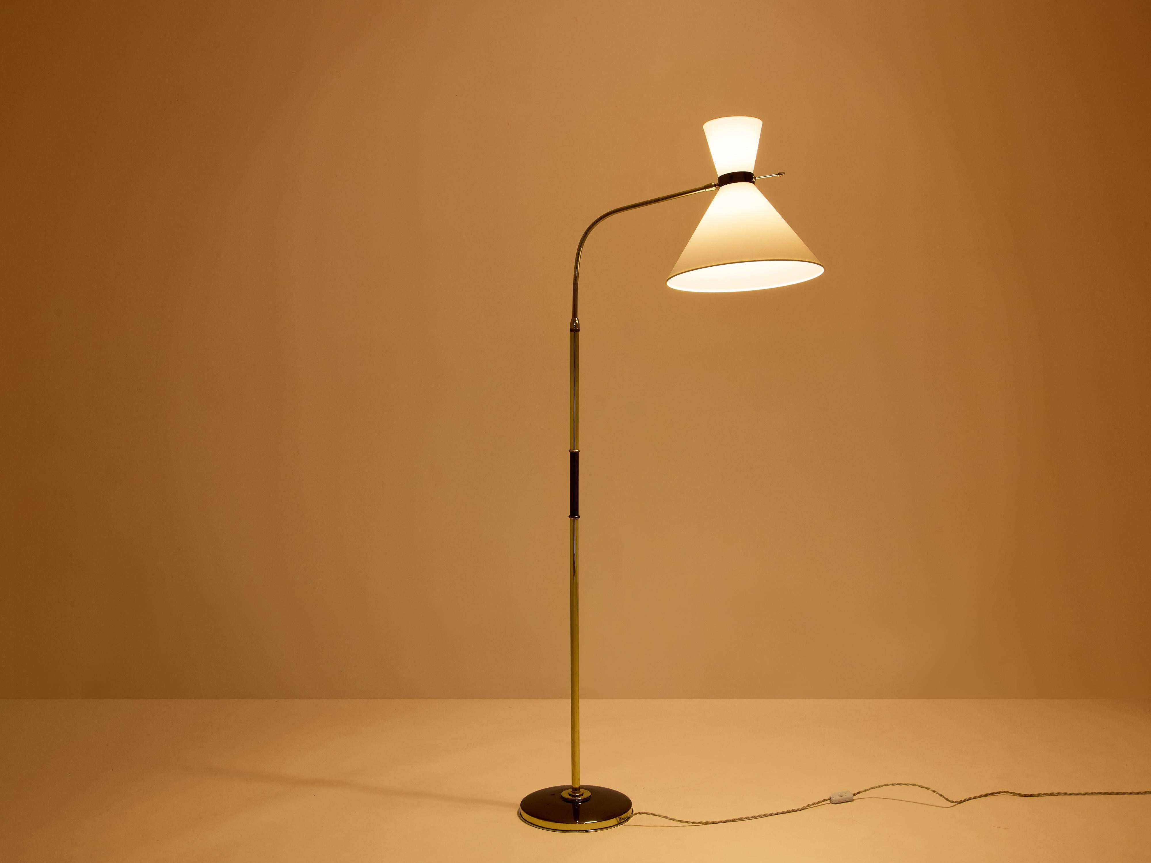Maison Lunel diabolo brass gunmetal floor lamp 1950s For Sale at 1stDibs