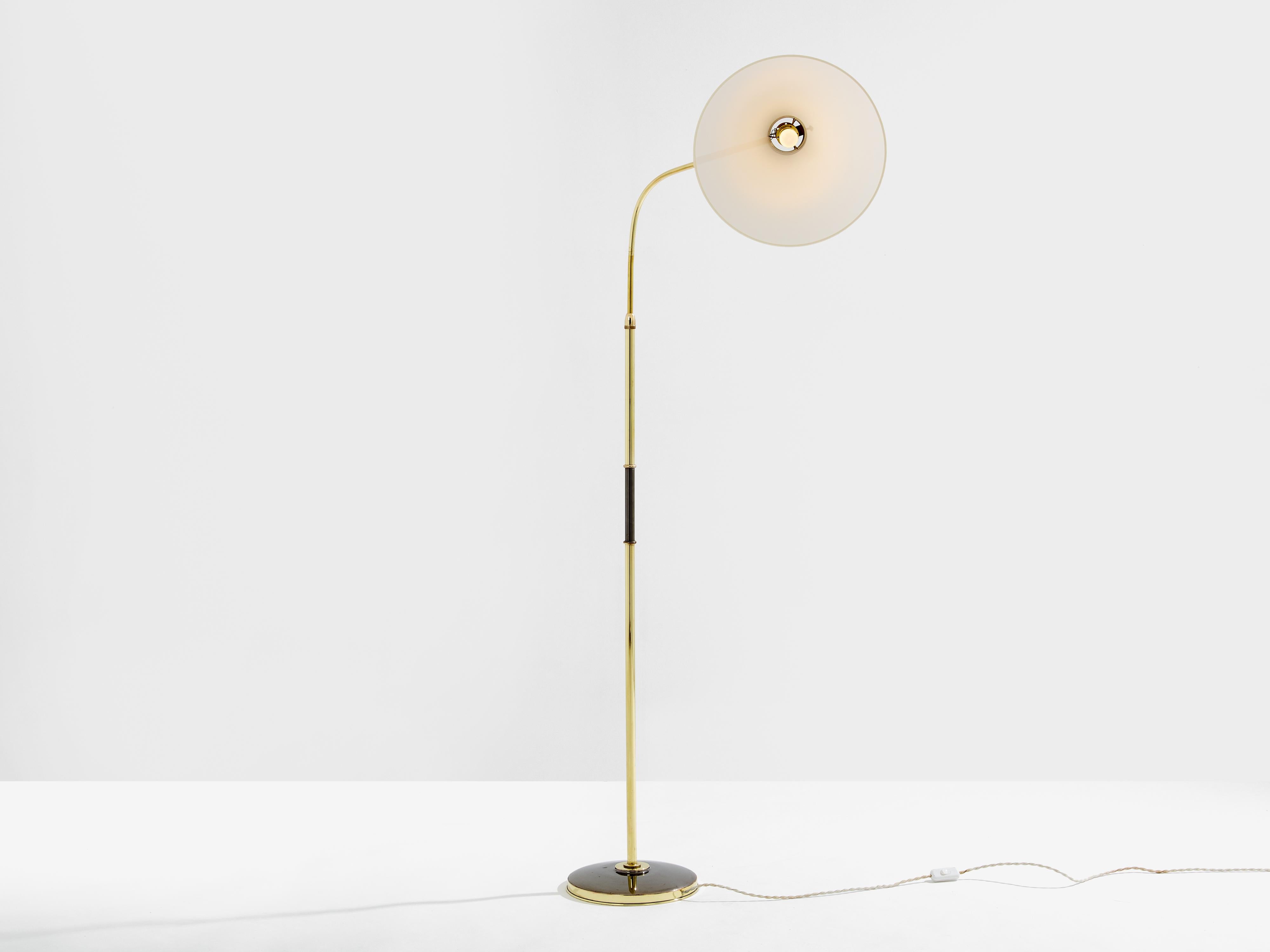 Maison Lunel diabolo brass gunmetal floor lamp 1950s For Sale at 1stDibs