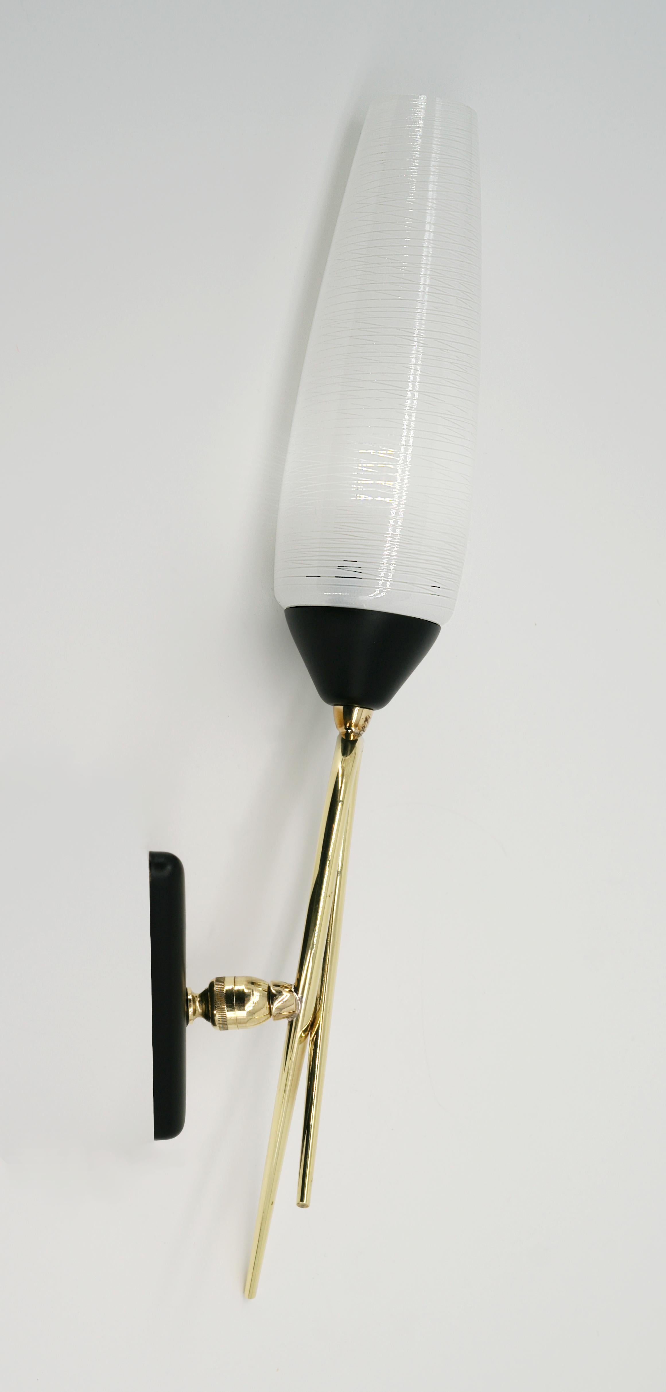 Metal Maison Lunel French Midcentury Rotary Wall Light Pair, 1950s For Sale