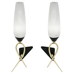 Maison Lunel Französisch Midcentury Rotary Wandleuchte Paar, 1950er Jahre