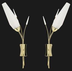 Maison Lunel Französisch Midcentury Wandleuchten Paar 1950er Jahre